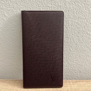 Authentic Louis Vuitton Brown Taiga Leather Long Wallet
